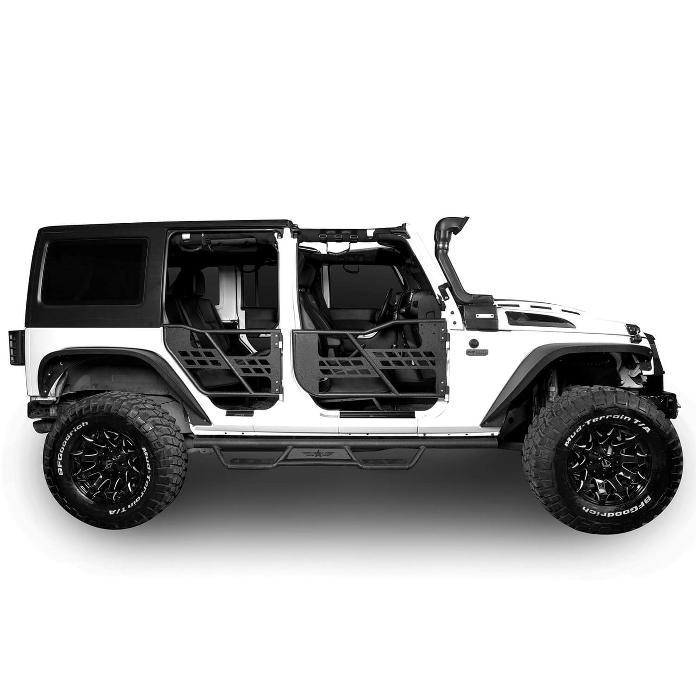 Jeep JK 4 Door Side Steps Wide Drop Nerf Bars Solid Steel Running