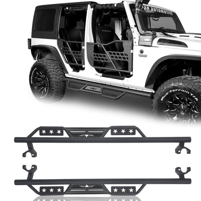 thumbnail image 2 of Estribos Para Jeep Wrangler 4 Puertas Running Boards For 2007-2018 Jeep Wrangler JK 4 Doors Steel Side Steps Nerf Bars Rock Sliders 2 of 13