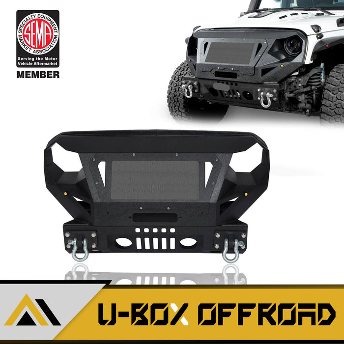 Mad Max Front Bumper w/Grill Guard & Winch Plate(07-18 Jeep Wrangler JK) - u-Box