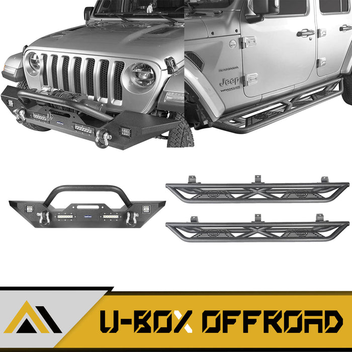 Mid Width Front Bumper & Running Boards(18-23 Jeep Wrangler JL 4 Door) - u-Box