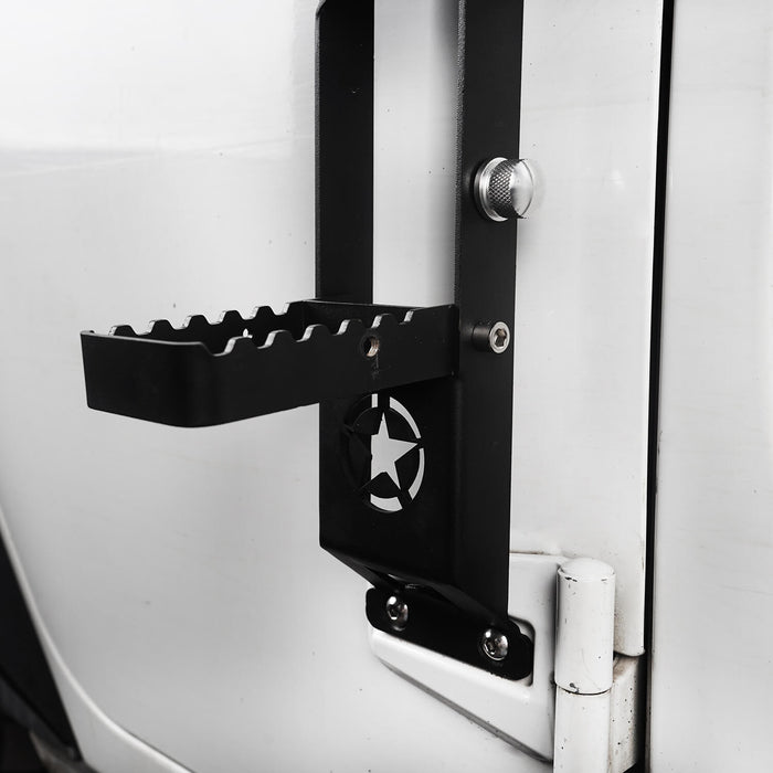 Hooke Road Opar Five Star Matte Black Metal Folding Door Hinge Steps for 2007-2018 Jeep Wrangler JK u-Box 3