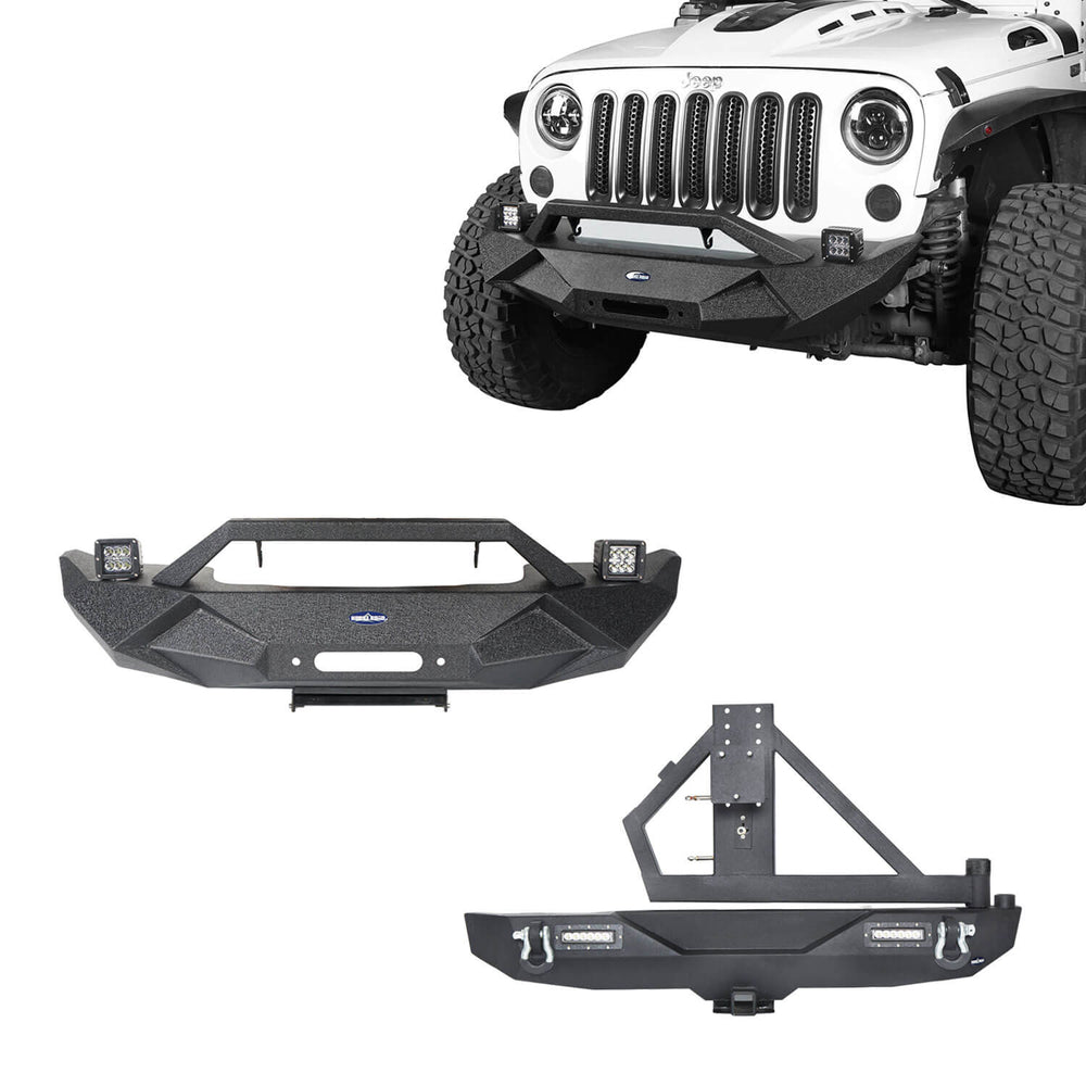 Hooke Road Blade Front Bumper and Different Trail Rear Bumper Combo for 2007-2018 Jeep Wrangler JK Jeep JK Front and Rear Bumper Combo u-Box Offroad 2