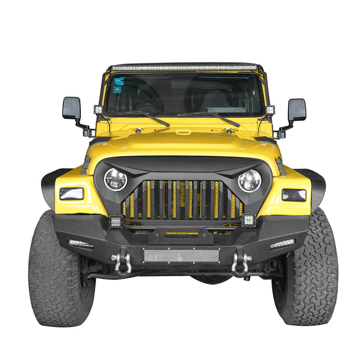 Hooke Road Blade Master Front Bumper and Gladiator Grille Cover Combo for Jeep Wrangler TJ 1997-2006 MMR0276BXG145 u-Box Offroad 9