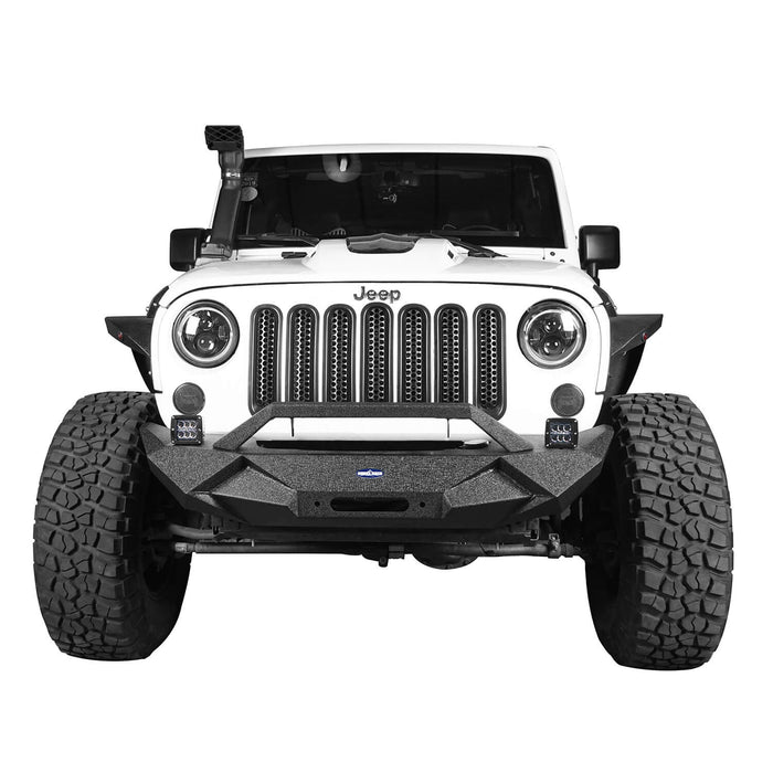 Hooke Road Jeep JK Front and Rear Bumper Combo for 2007-2018 Jeep Wrangler JK Blade Master Front Bumper Different Trail Rear Bumper w/Tire Carrier Stubby Front Bumper u-Box Offroad  5