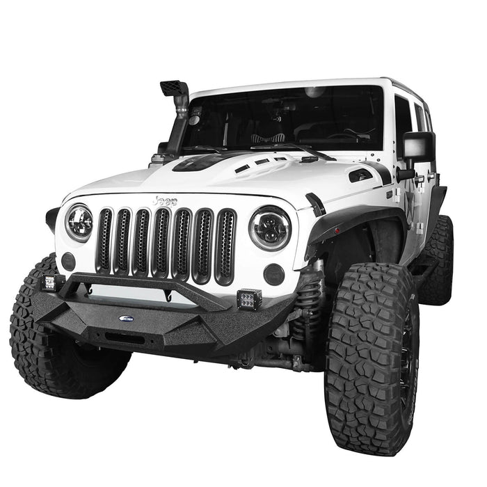 Hooke Road Jeep JK Front and Rear Bumper Combo for 2007-2018 Jeep Wrangler JK Blade Master Front Bumper Different Trail Rear Bumper w/Tire Carrier Stubby Front Bumper u-Box Offroad  6