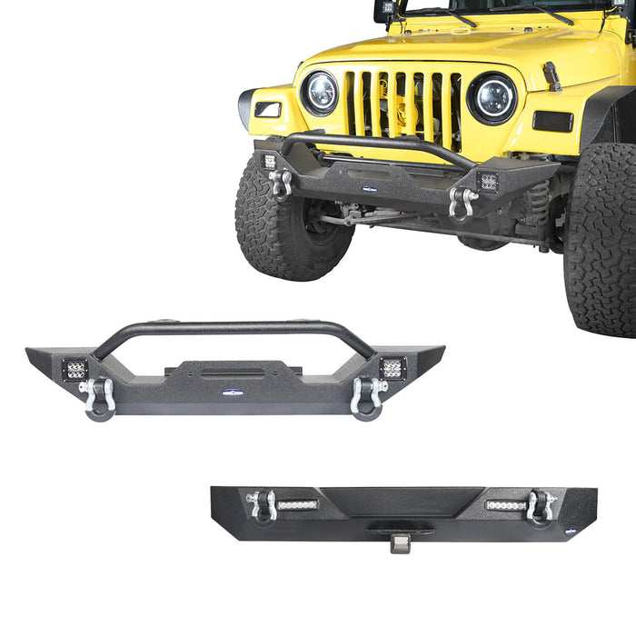 Hooke Road Different Trail Front Bumper and Rear Bumper Combo for Jeep Wrangler YJ TJ 1987-2006 BXG120149 Jeep TJ Front and Rear Bumper Combo u-Box Offroad 2