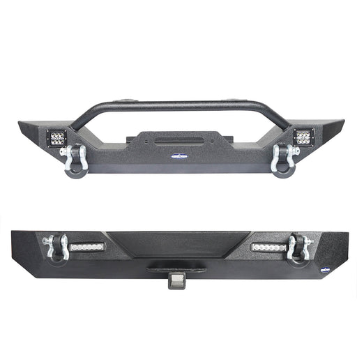Hooke Road Different Trail Front Bumper and Rear Bumper Combo for Jeep Wrangler YJ TJ 1987-2006 BXG120149 Jeep TJ Front and Rear Bumper Combo u-Box Offroad 3