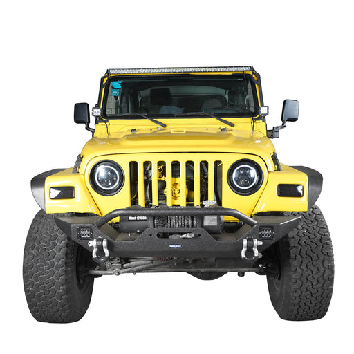 Hooke Road Jeep TJ bumper Different Trail Front Bumper w/Winch Plate for Jeep Wrangler TJ YJ 1987-2006 3