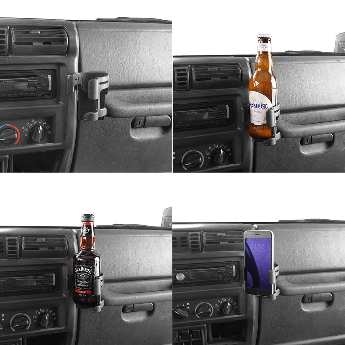Hooke Road Drink Cup Holder Cell Phone Mount Bracket for Jeep Wrangler TJ 1997-2006 MMR1785 u-Box offroad 3
