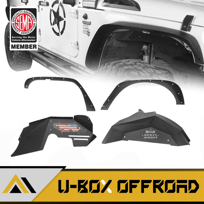 Flat Fender Flares / Front Inner Fender Liners / Rear Inner Fender Liners(07-18 Jeep Wrangler JK) - u-Box