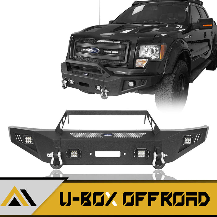 Full Width Front Bumper with Angled Hoop(09-14 Ford F-150,Excluding Raptor) - u-Box