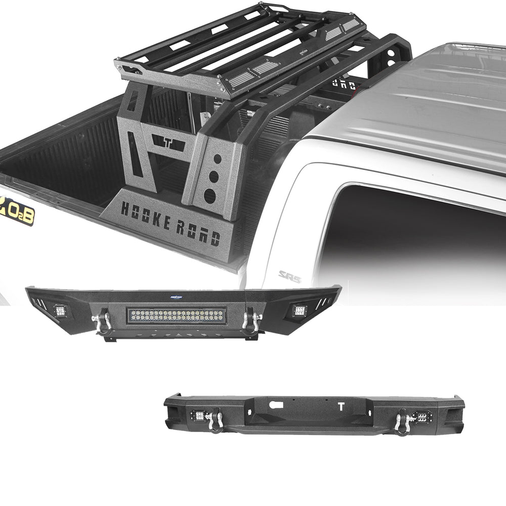 Full Width Front Bumper / Rear Bumper / Roll Bar Bed Rack for 2014-2021 Toyota Tundra b5001+b5003+b5006 1