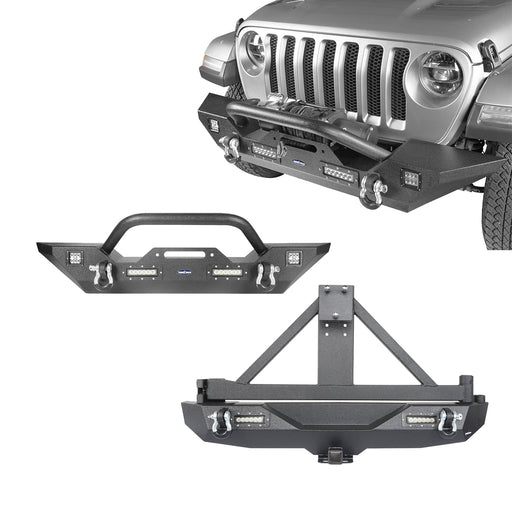 Front Bumper & Rear Bumper w/Tire Carrier(18-24 Jeep Wrangler JL) - u-Box