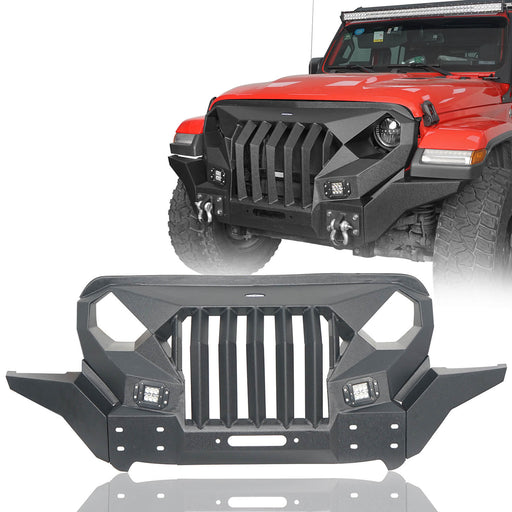 Mad Max Front Bumper Grill w/Wings & LED Lights(18-24 Jeep Wrangler JL & Jeep Gladiator JT) - u-Box