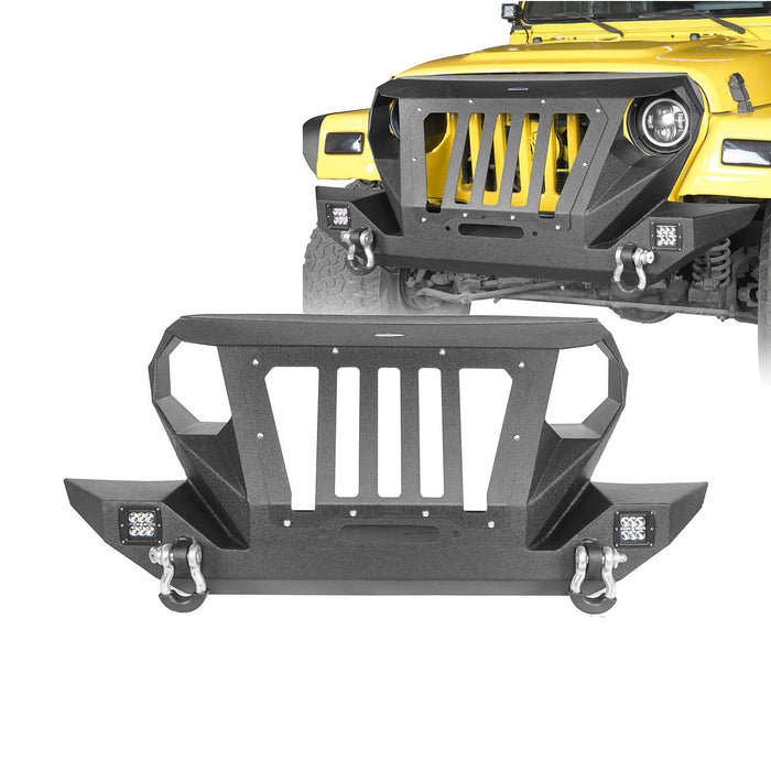 Front Grill & Bumper w/2 D-Rings & Winch Plate Off Road(97-06 Jeep Wrangler TJ) - u-Box