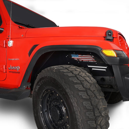 Front Inner Fender Liners Distressed USA Flag(18-24 Jeep Wrangler JL Sahara) - u-Box