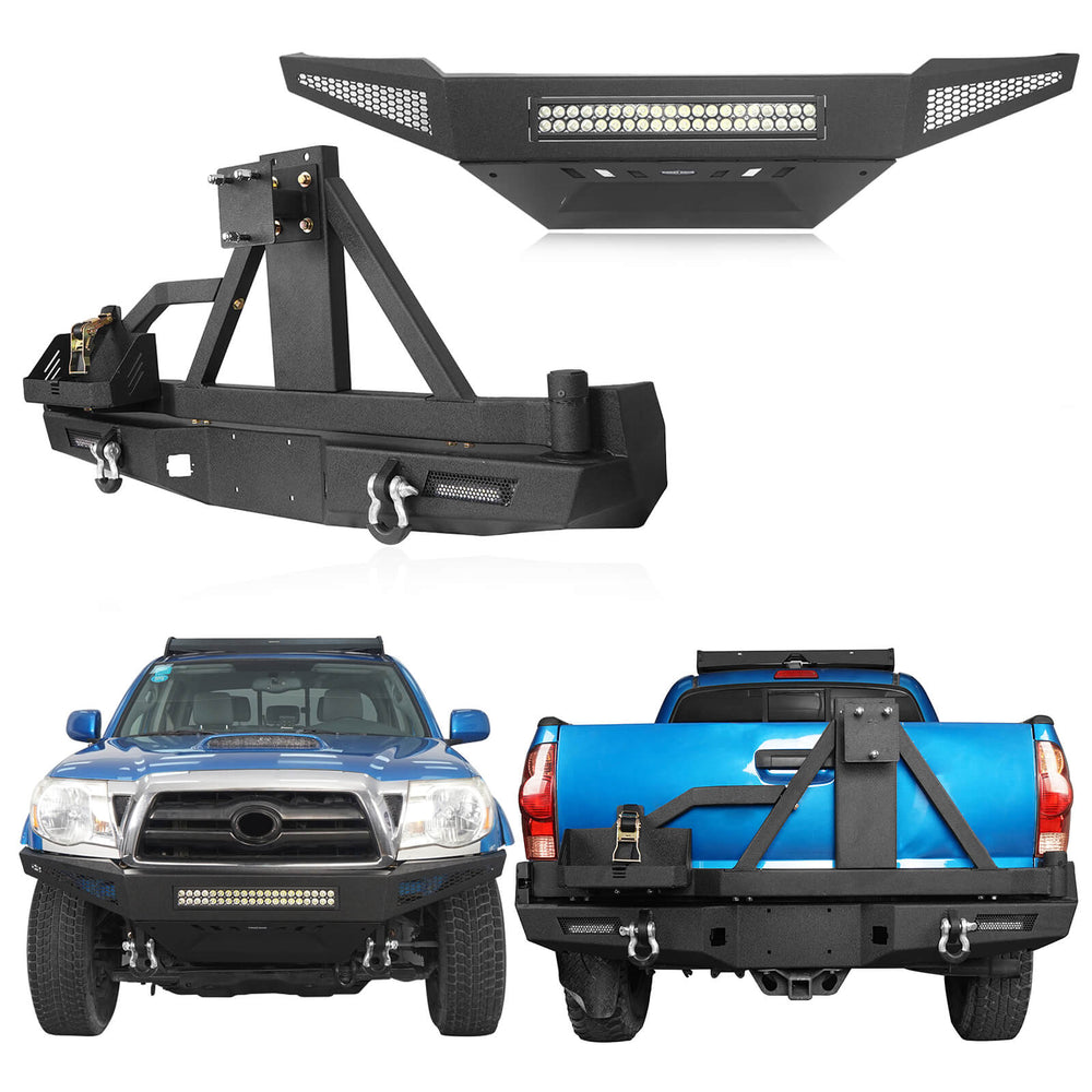 Full Width Front Bumper & Rear Bumper w/Tire Carrier for 2005-2011 Toyota Tacoma - u-Box Offroad b40084013-1