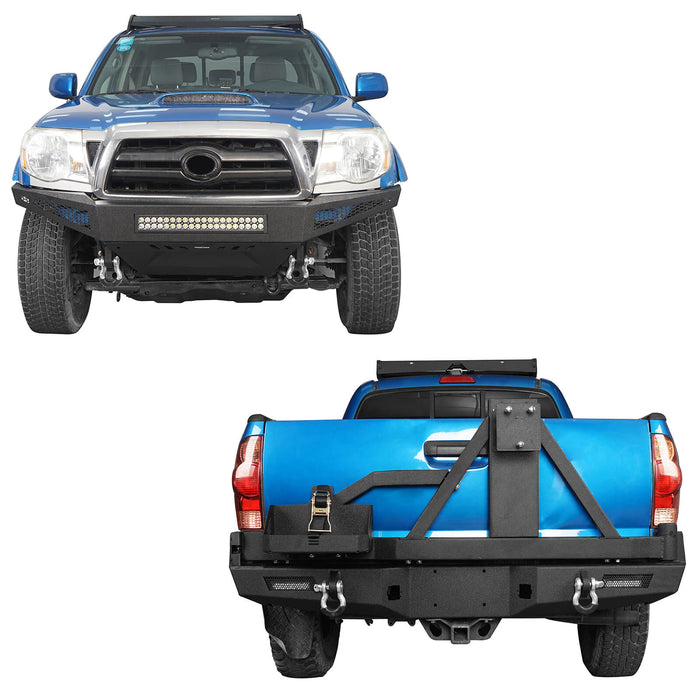 Full Width Front Bumper & Rear Bumper w/Tire Carrier for 2005-2011 Toyota Tacoma - u-Box Offroad b40084013-2