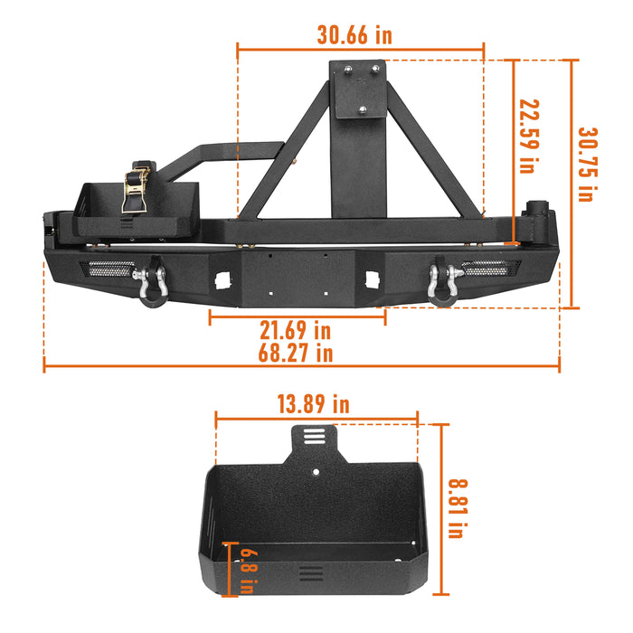 Full Width Front Bumper & Rear Bumper w/Tire Carrier for 2005-2011 Toyota Tacoma - u-Box Offroad b40084013-9
