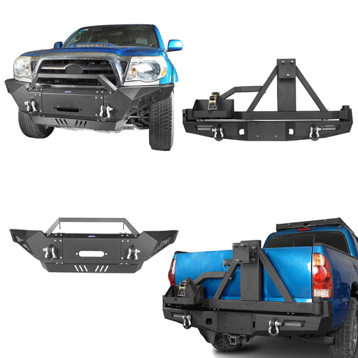 Full Width Front Bumper & Rear Bumper w/Tire Carrier for 2005-2011 Toyota Tacoma - u-Box Offroad b40014013-1