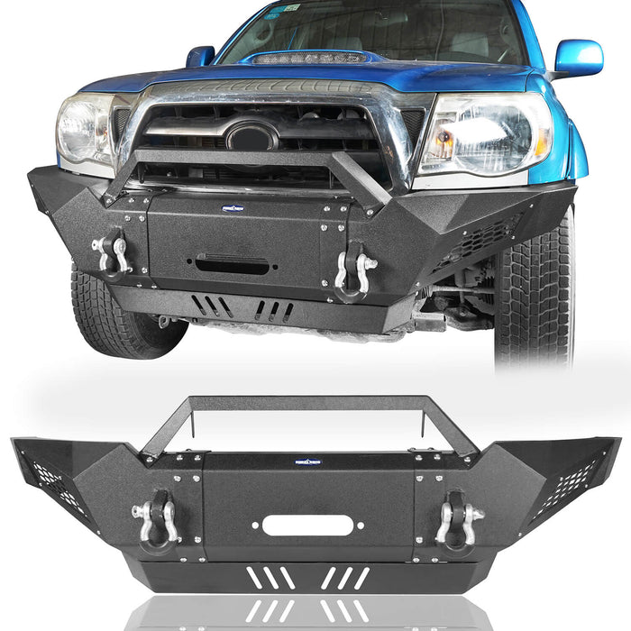Full Width Front Bumper & Rear Bumper w/Tire Carrier for 2005-2011 Toyota Tacoma - u-Box Offroad b40014013-2