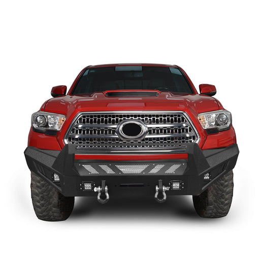 Full-Width Front Bumper with Low-Profile Hoop for 2016-2023 Toyota Tacoma 3rd Gen - u-Box Offroad b4201-2