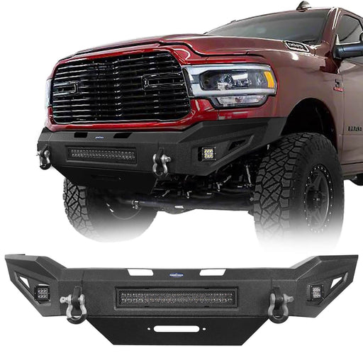 Full Width Front Bumper w/Winch Plate & LED Light Bar(19-24 Ram 2500) - u-Box