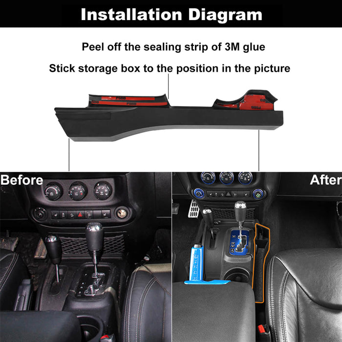 Interio Storage Tray Gear Shifter Console Side Pocket(11-18 Jeep WrangerJK) - u-Box