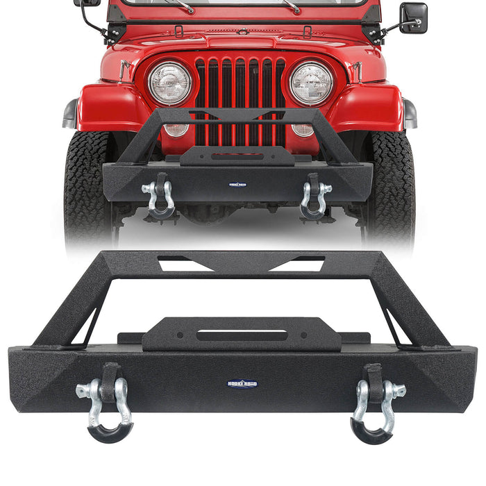 Hooke Road Jeep CJ Stubby Front Bumper with Winch Plate for 1976-1986 Jeep Wrangler CJ u-Box Offroad Jeep CJ Bumpers BXG9015 2