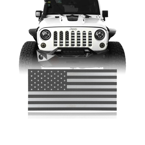 Hooke Road Jeep Grille Insert Front US American Flag Jeep Grille Insert Old Glory Grille Insert for Jeep Wrangler JK & JKU 2007-2018 MMR161 u-Box Offroad 2