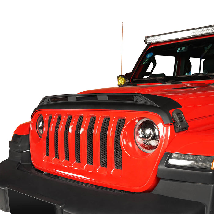 Jeep Hood Protector w/ Amber Lights for 2018-2022 Jeep Wrangler JL and 2020-2022 Gladiator JT- u-Box bxg30023 11