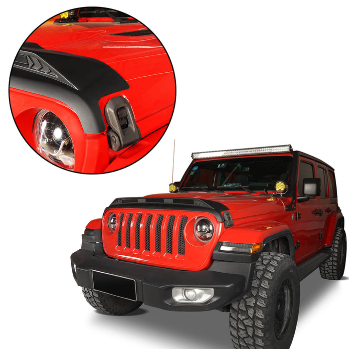 Jeep Hood Protector w/ Amber Lights for 2018-2022 Jeep Wrangler JL and 2020-2022 Gladiator JT- u-Box bxg30023 12