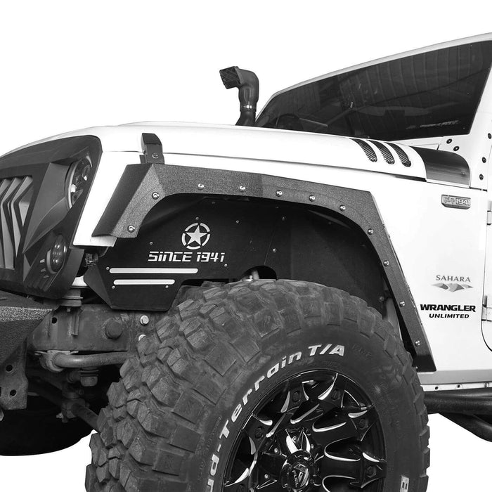 Hooke Road Jeep JK Fender Flares Armour Style Front and Rear Kit for Jeep Wrangler JK 2007-2018 BXG208 Jeep JK Metal Fenders Jeep JK Accessories u-Box offroad 5