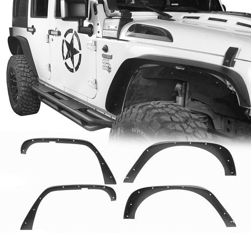 Hooke Road Opar Jeep JK Flat Fender Flares Steel Fender Flares for Jeep Wrangler JK 2007-2018 bxg224 u-Box Offroad 2