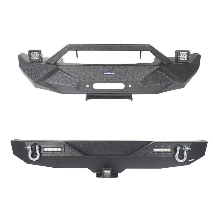 Hooke Road Jeep JK Front and Rear Bumper Combo for 2007-2018 Jeep Wrangler JK Jeep JK Stubby Front Bumper Blade Master Front Bumper Different Trail Rear Bumper JK Front and Rear Bumper Package u-Box Offroad 3