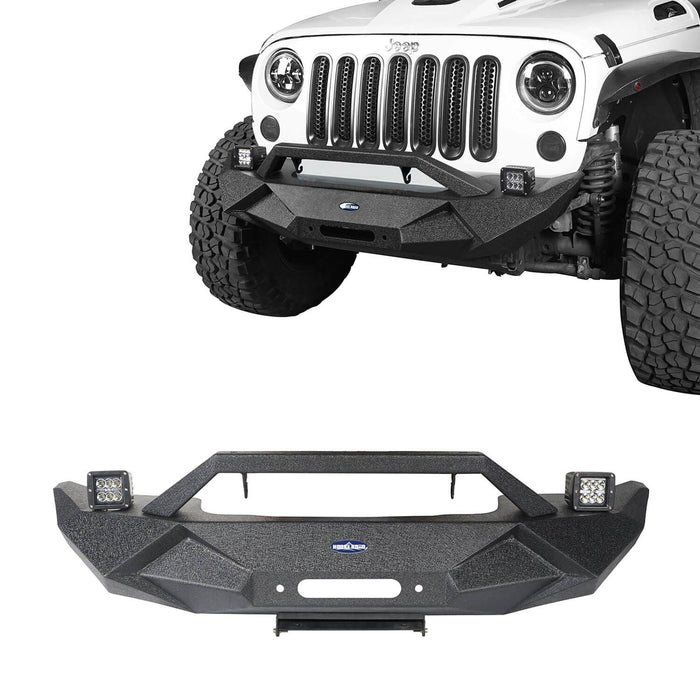 Hooke Road Jeep JK Front and Rear Bumper Combo for 2007-2018 Jeep Wrangler JK Jeep JK Stubby Front Bumper Blade Master Front Bumper Different Trail Rear Bumper JK Front and Rear Bumper Package u-Box Offroad 4