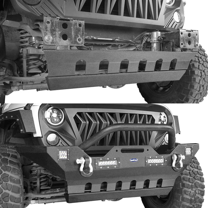 Hooke Road Jeep JK Front Skid Plate Textured Black Steel for Jeep Wrangler JK 2007-2018 BXG204 u-Box offroad 6