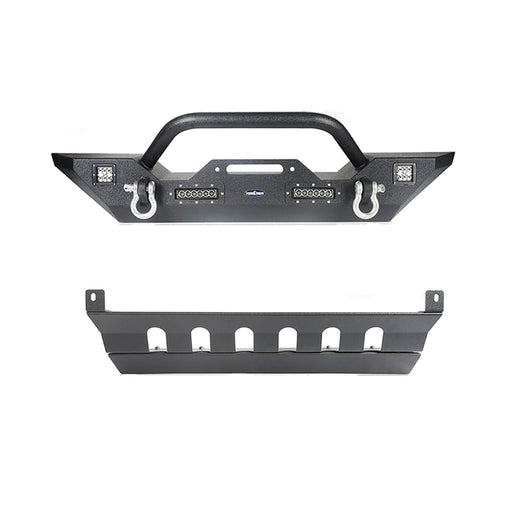 Hooke Road Jeep JK Mid Width Front Bumper with Winch Plate Front Skid Plate for Jeep Wrangler JK 2007-2018 BXG143BXG204 Jeep Accessories u-Box offroad 3