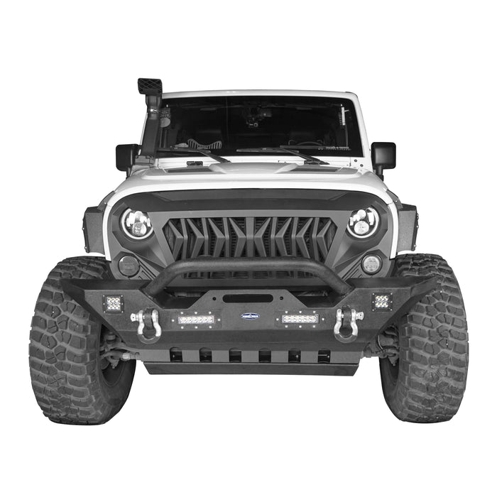 Hooke Road Jeep JK Mid Width Front Bumper with Winch Plate Front Skid Plate for Jeep Wrangler JK 2007-2018 BXG143BXG204 Jeep Accessories u-Box offroad 4
