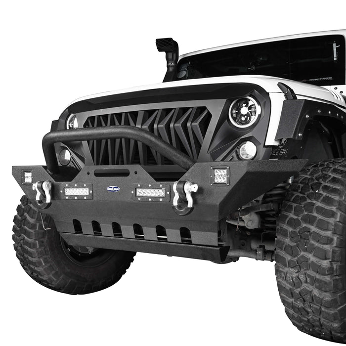Hooke Road Jeep JK Mid Width Front Bumper with Winch Plate Front Skid Plate for Jeep Wrangler JK 2007-2018 BXG143BXG204 Jeep Accessories u-Box offroad 6