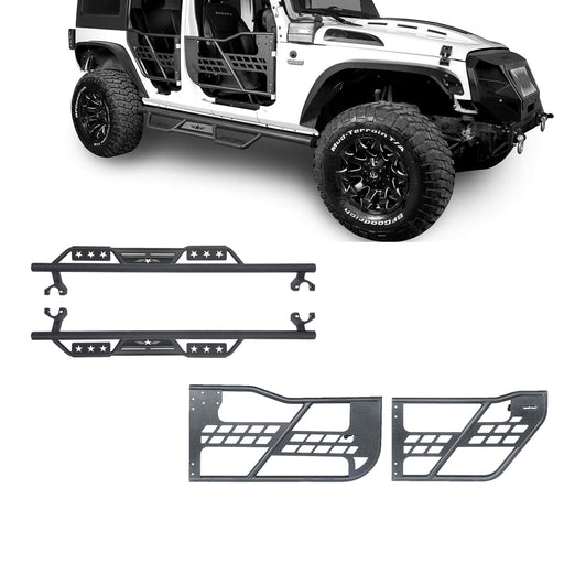 4 Door Side Steps & Tubular Half Doors Combo(07-18 Jeep Wrangler JK) - u-Box