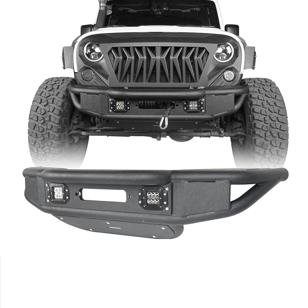 Hooke Road Jeep JK Stubby Front Bumper w/Winch Plate for 2007-2018 Jeep Wrangler JK BXG132 u-Box Offroad 2