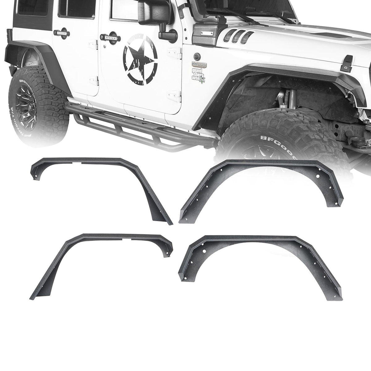 Jeep JK Tube Fenders Jeep JK Flat Fender Flares for 20072018 Jeep