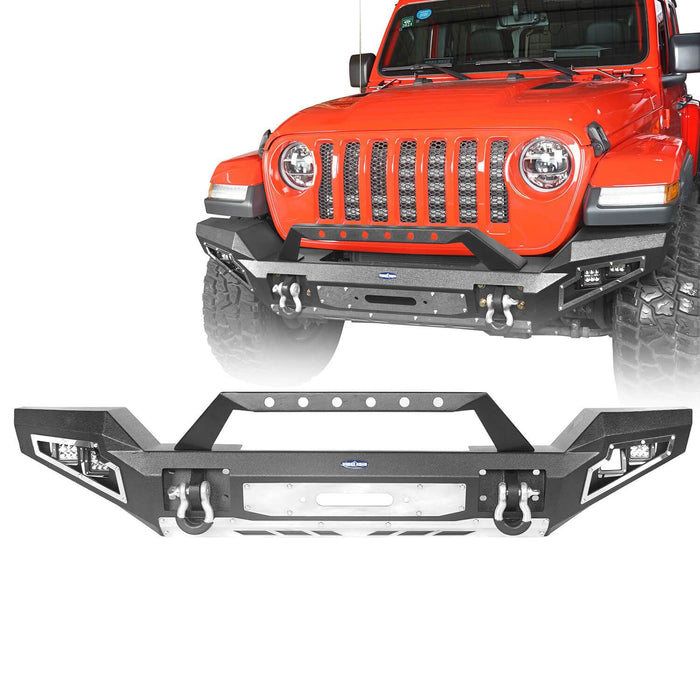 Hooke Road Jeep JL Full Width Front Bumper with Winch Plate for Jeep Wrangler JL 2018-2020 BXG517 Jeep JL Accessories u-Box offroad 2