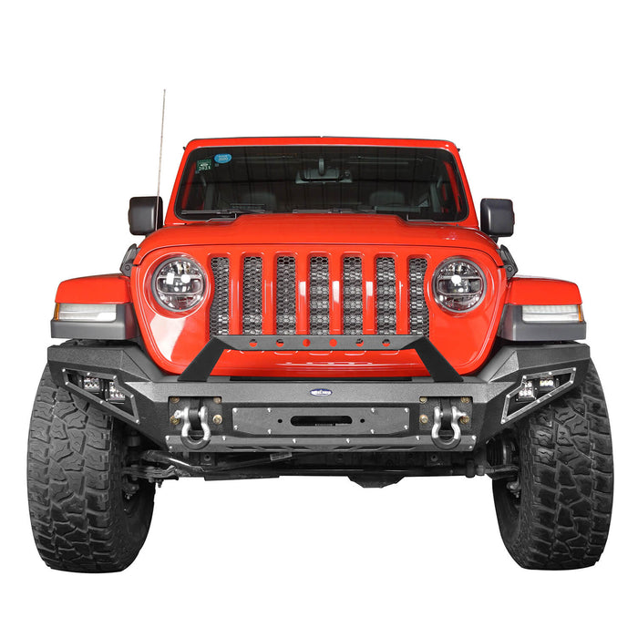 Hooke Road Jeep JL Full Width Front Bumper with Winch Plate for Jeep Wrangler JL 2018-2020 BXG517 Jeep JL Accessories u-Box offroad 3