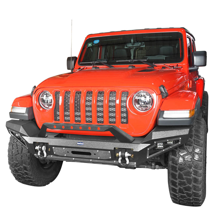 Hooke Road Jeep JL Full Width Front Bumper with Winch Plate for Jeep Wrangler JL 2018-2020 BXG517 Jeep JL Accessories u-Box offroad 4
