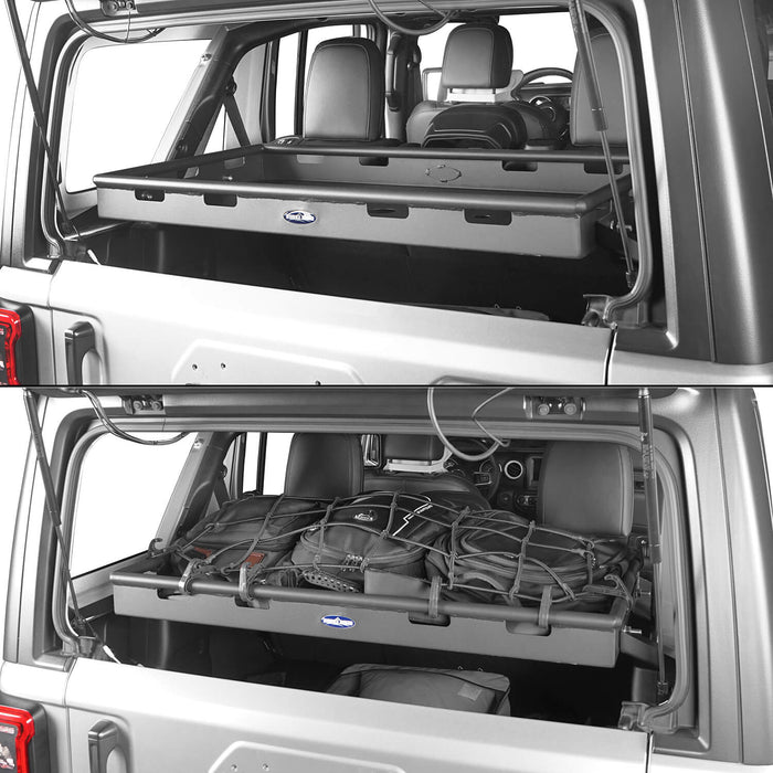Hooke Road Jeep JL Interior Cargo Rack with Elastic Rope Net Jeep JL Accessories Jeep JL Interior for Jeep Wrangler JL JLU 2018-2019 BXG509 u-Box offroad 3