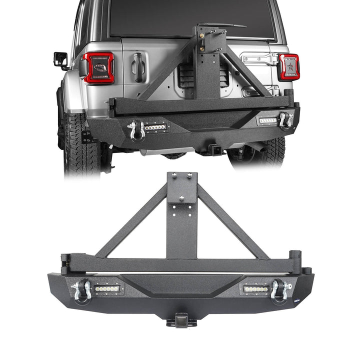 Hooke Road Jeep JL Rear Bumper with Tire Carrier for Jeep Wrangler JL 2018-2019 BXG504 u-Box offroad 2