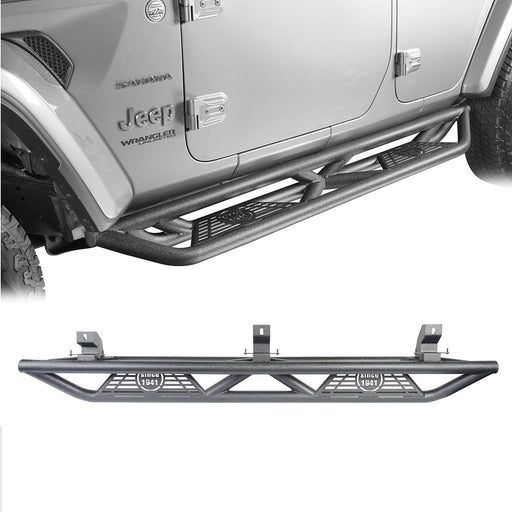  Hooke Road Jeep JL Side Steps 4 Door Running Boards Nerf Bars Rock Rails with Steps Rock Sliders for Jeep Wrangler JL 2018-2019 BXG508 u-Box offroad 2