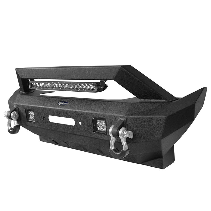 Rock Crawler Stubby Front Bumper w/LED Spotlight Bar(18-23Jeep Wrangler JL & 20-23Gladiator JT) - u-Box